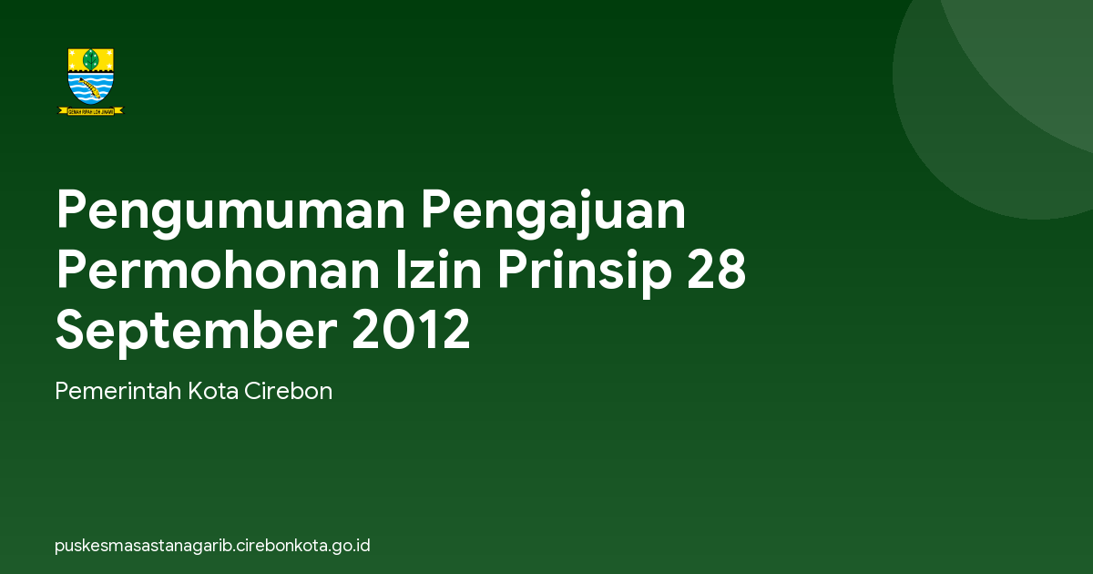 Pengumuman Pengajuan Permohonan Izin Prinsip 28 September 2012