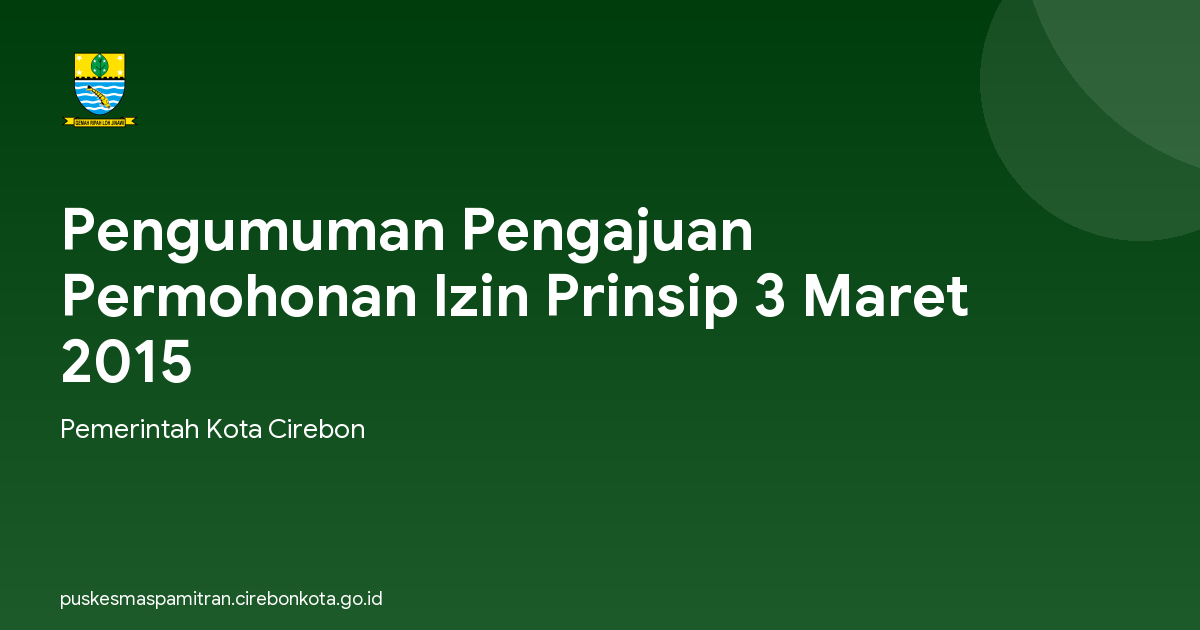 Pengumuman Pengajuan Permohonan Izin Prinsip 3 Maret 2015